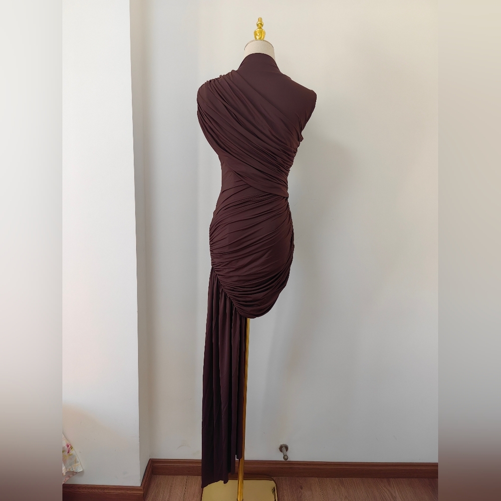 DE LA VALI ravenna mini dress In Brown Jersey - Picture 9 of 15